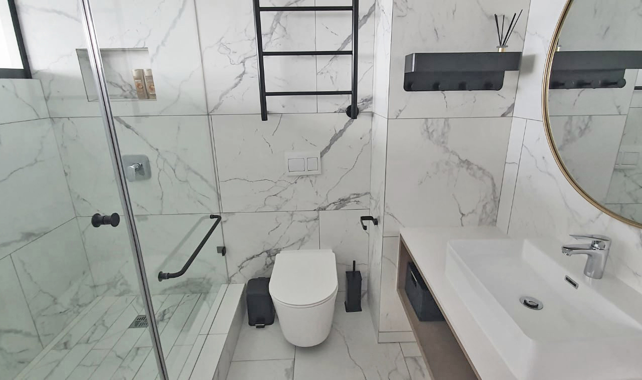 Cape Town Apartment Studio Flat Bathroom Marble Construction Builders Building Interiors