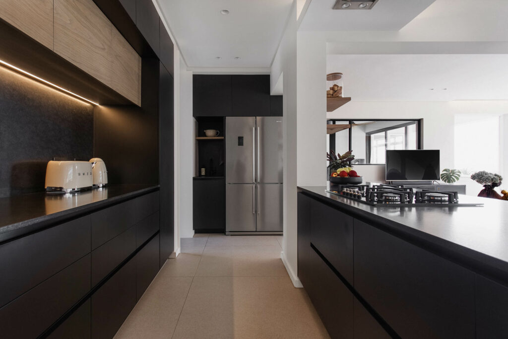 Hardman Construction Modern Luxury Apartment Kitchen Black Open Plan Cape Town South Africa